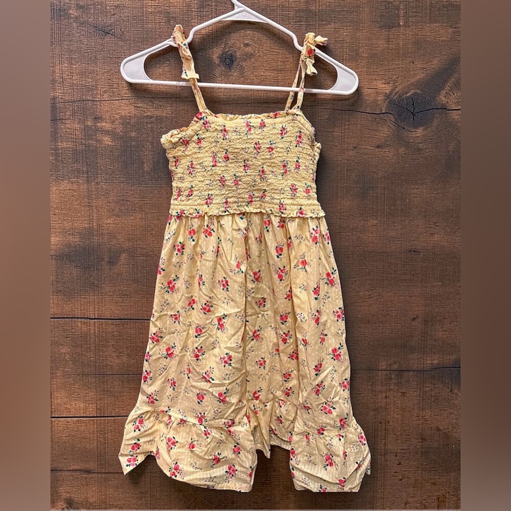 Girls Yellow Floral Smocked Sundress girls XXL